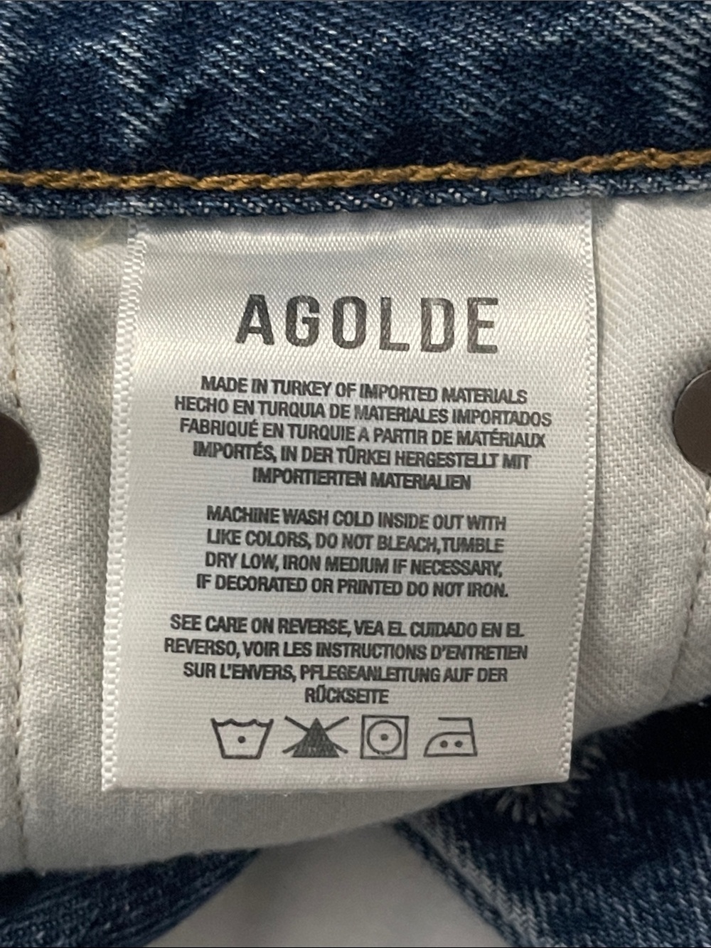 Agolde Raw Hem Distressed Jean Shorts in Medium Blue - Picture 9 of 16
